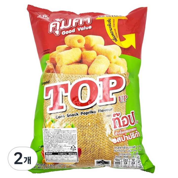 탑업 파이분 콘 스낵 파프리카 플레이버, 2개, 75g