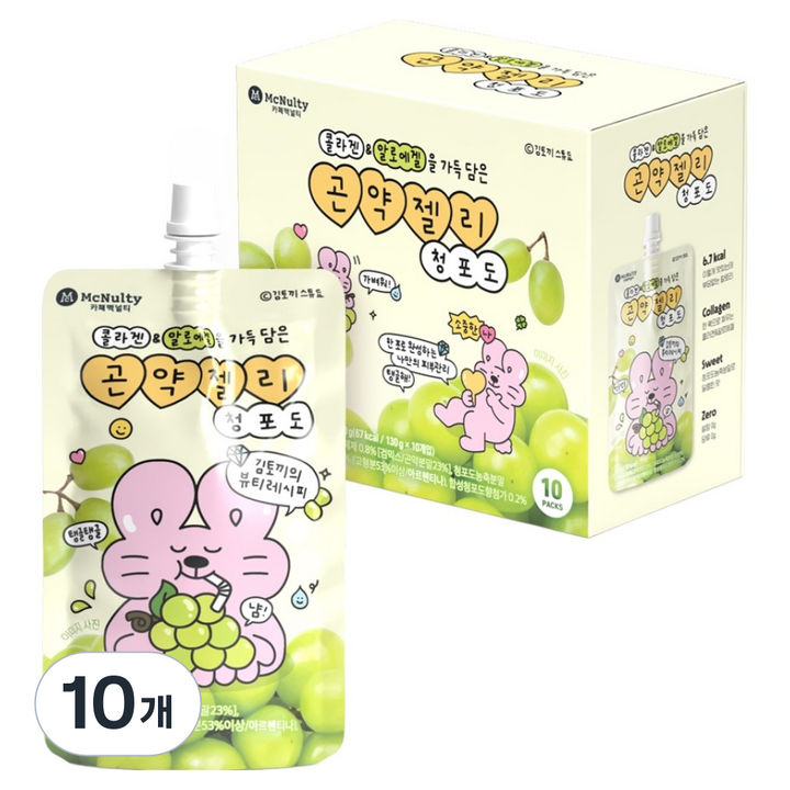 맥널티 콜라겐 & 알로에겔을 가득담은 곤약젤리 청포도 10p, 1.3kg, 10개