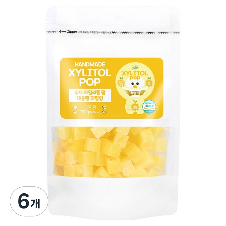 자일리톨팝 파우치 레몬비타민, 6개, 150g