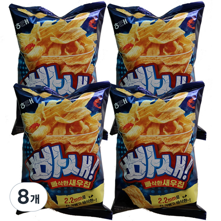 해태제과 빠새 빠삭한 새우칩, 60g, 8개