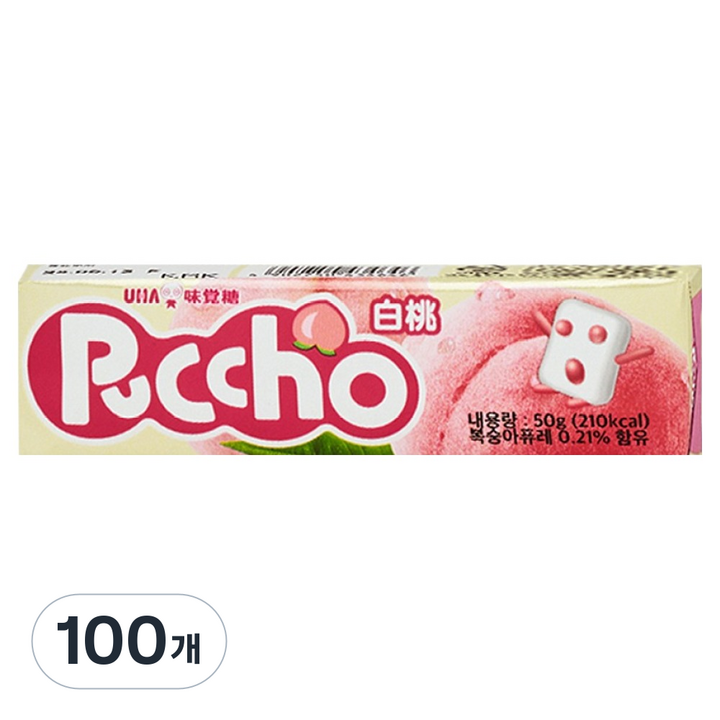 푸쵸 스틱 캔디 피치, 100개, 50g