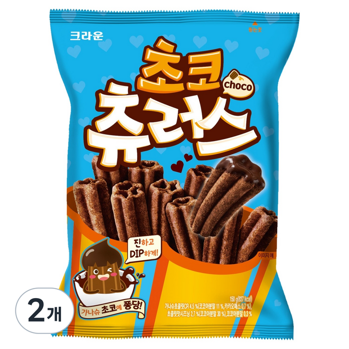 크라운 츄러스 초코 츄러스, 150g, 2개