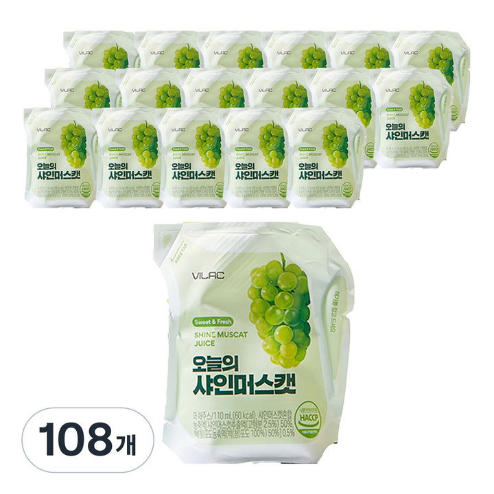 비락 오늘의 샤인머스캣, 110ml, 108개
