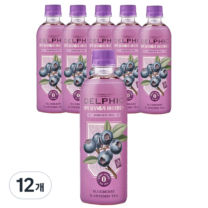 델픽 블루베리 아르테미스 제로 아이스티, 500ml, 1개입, 12개