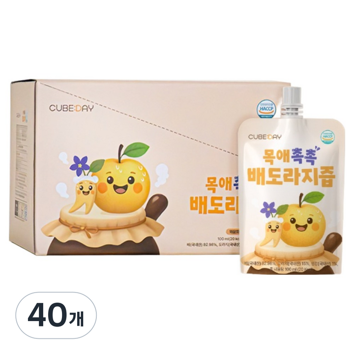 큐브데이 목애촉촉 배도라지즙, 40개, 100ml