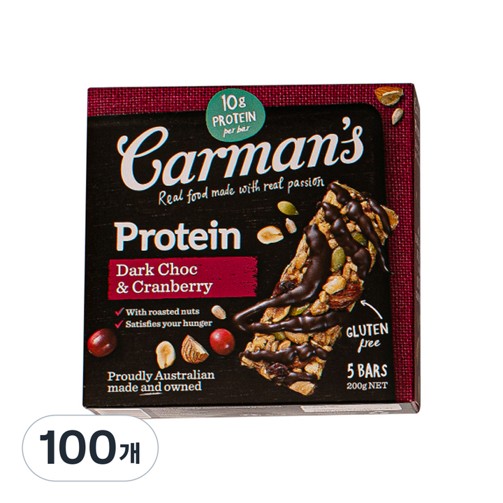 칼만스 솔티드 다크초코 아몬드 프로틴바, 40g, 100개