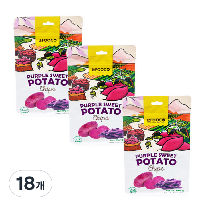 라푸코 자색 고구마칩, 100g, 18개