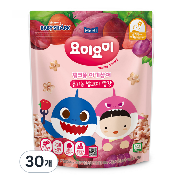 맘마밀요미요미 유기농 쌀과자 25g 빨강, 30개