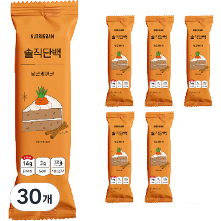 뉴트리그램 솔직단백 당근케이크 프로틴바, 30개, 45g