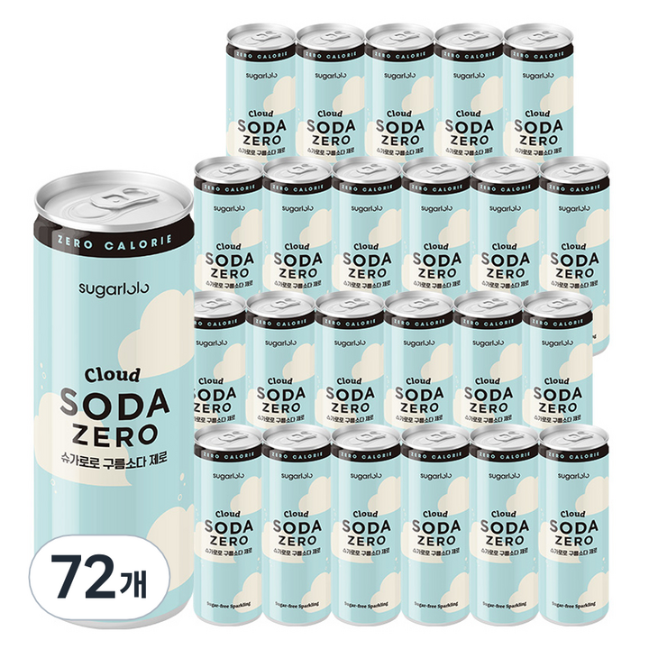 슈가로로 구름소다 제로 탄산음료, 250ml, 72개
