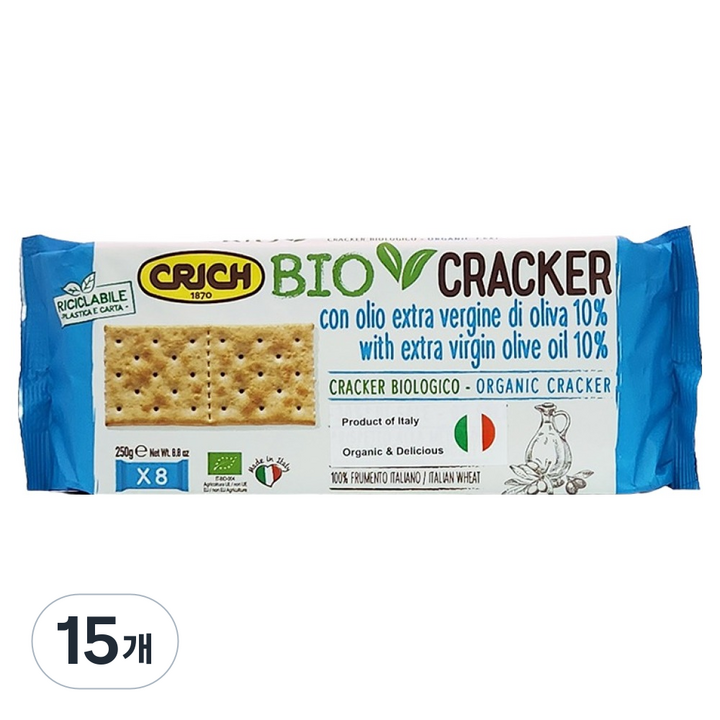 크릭 유기농 엑스트라버진 올리브유 크래커 8p, 250g, 15개