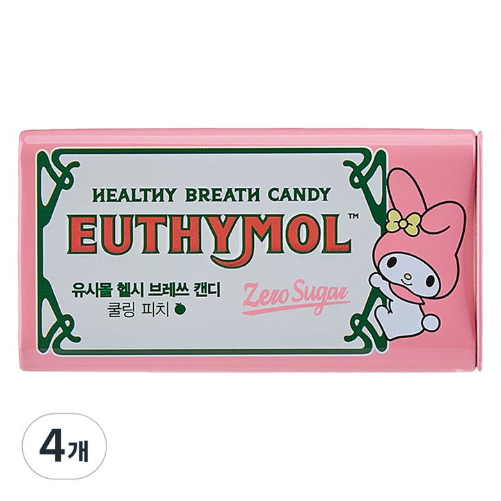 유시몰 헬시브레쓰 무설탕 자일리톨 캔디 쿨링피치, 34g, 4개