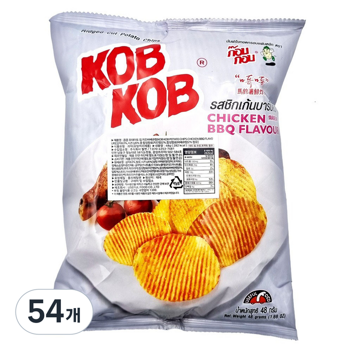 유즈풀 콥콥 포테이토 칩 치킨 바베큐향, 54개, 48g