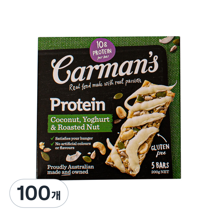 칼만스 코코넛 요거트 구운 견과류 프로틴바, 40g, 100개