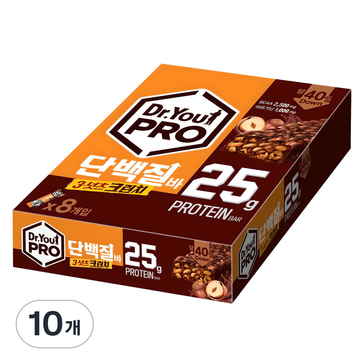 닥터유 프로 단백질바 3넛츠크런치, 560g, 10개