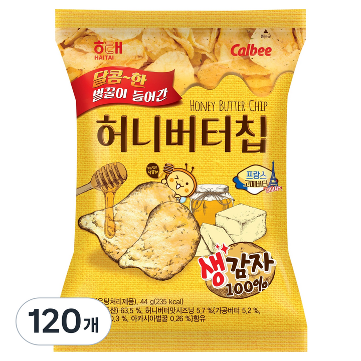 해태제과 허니버터칩, 44g, 120개
