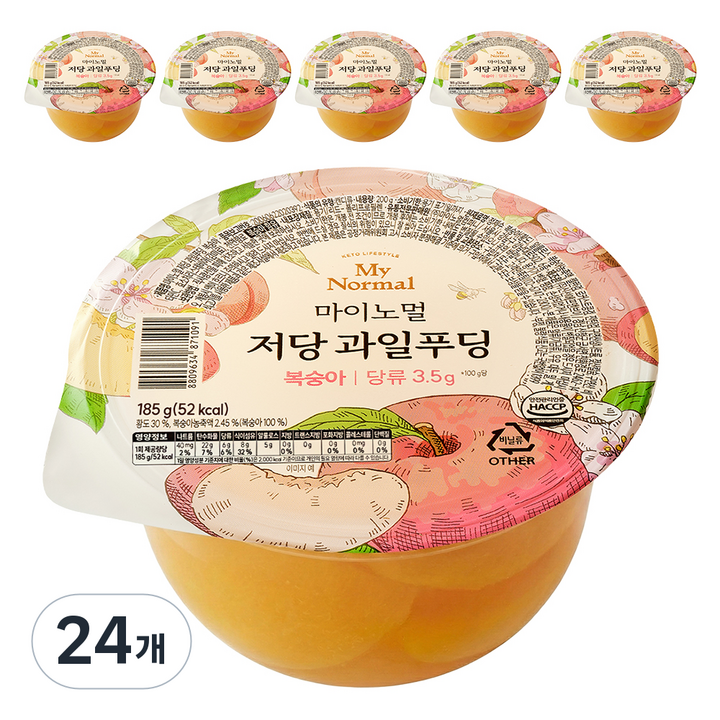 마이노멀 저당 과일푸딩 복숭아, 185g, 24개