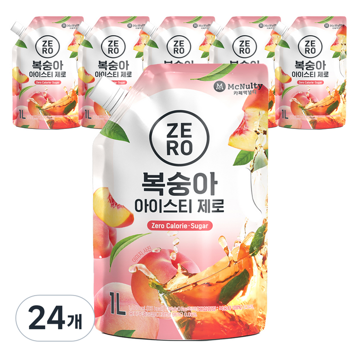 맥널티커피 복숭아 아이스티 제로, 1L, 1개입, 24개
