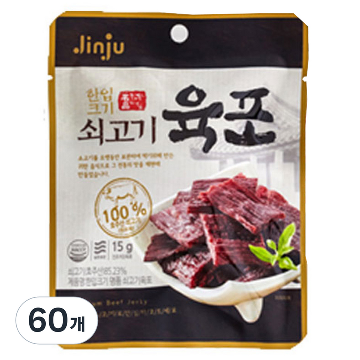 진주햄 천하장사 쇠고기 육포, 15g, 60개