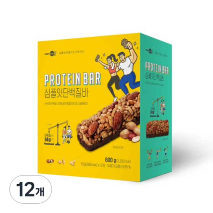 심플잇 단백질바, 600g, 12개