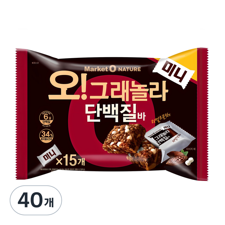 마켓오네이처 오 그래놀라 단백질바 미니, 192g, 40개