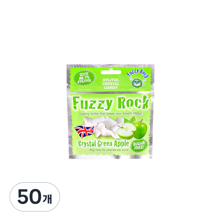 퍼지락 자일리톨 크리스탈 캔디 그린애플향, 40g, 50개
