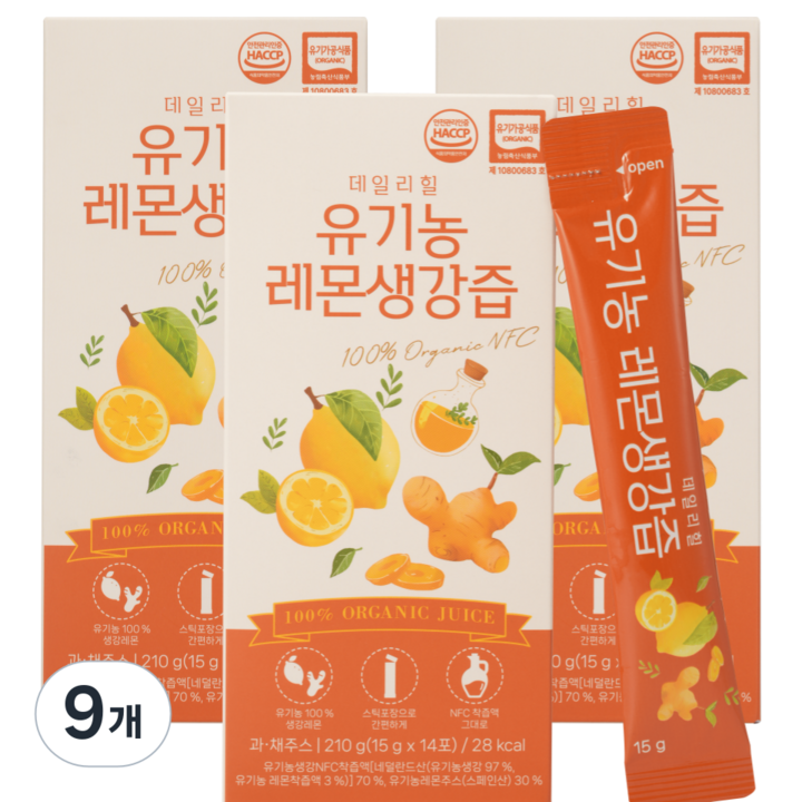 데일리힐 유기농 레몬생강즙, 15g, 126개