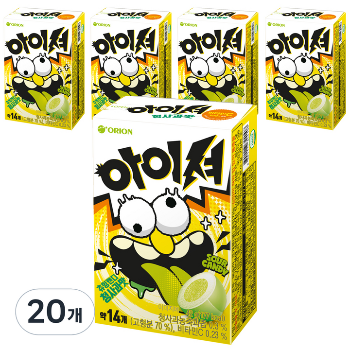 오리온 아이셔 츄잉캔디 청사과맛, 42g, 20개