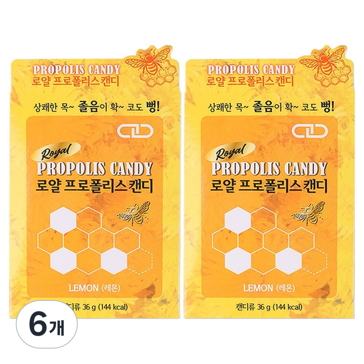 로얄 프로폴리스 캔디 레몬, 36g, 6개
