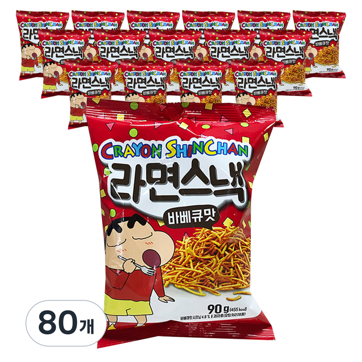 짱구 라면스낵 바베큐맛, 90g, 80개