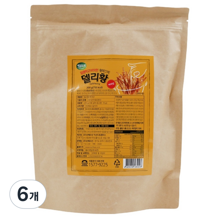 바다소리 델리황 황태스낵 버터맛, 200g, 6개