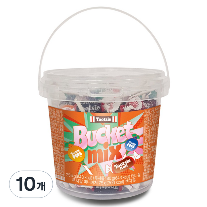 투시 버킷 믹스 투시팝 미니어쳐 투시롤 초코카라멜 랜덤발송, 10개, 255g