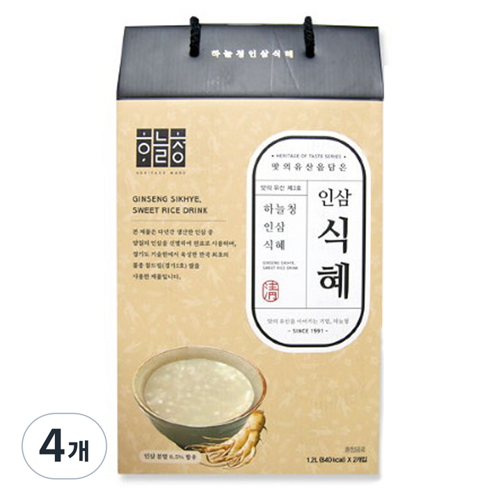 하늘청 인삼 식혜, 1.2L, 4개