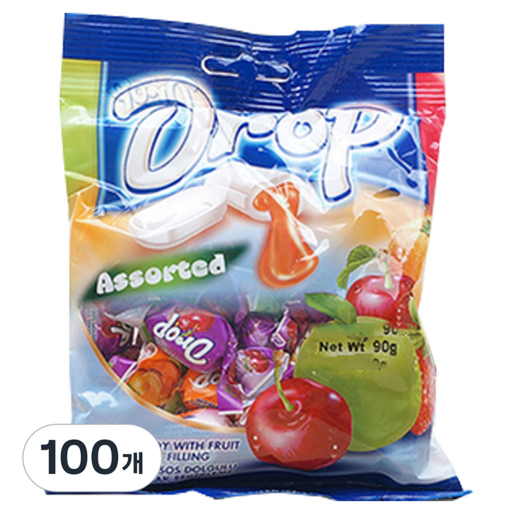 드롭 어소티드 츄잉캔디, 90g, 100개