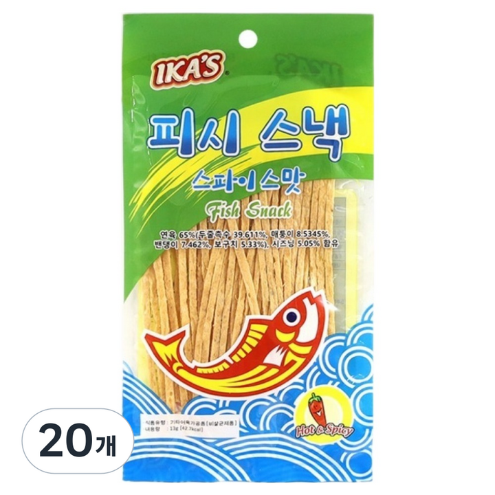이카스 피시스낵 스파이스맛, 20개, 13g