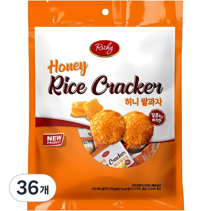 Richy 허니 쌀과자, 120g, 36개