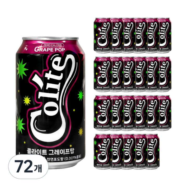 콜라이트 그레이프팝 제로콜라, 355ml, 72개