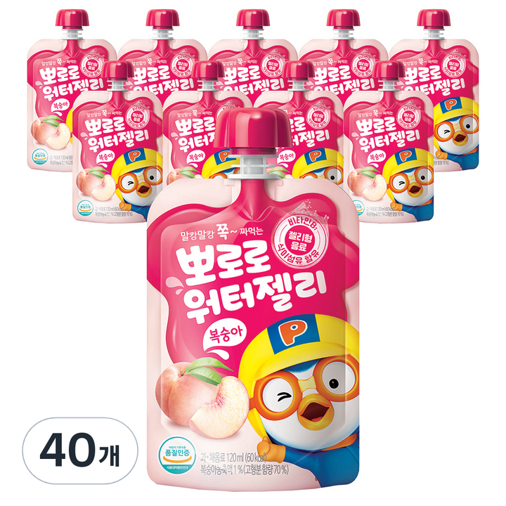 팔도 뽀로로 워터젤리, 120ml, 40개, 복숭아