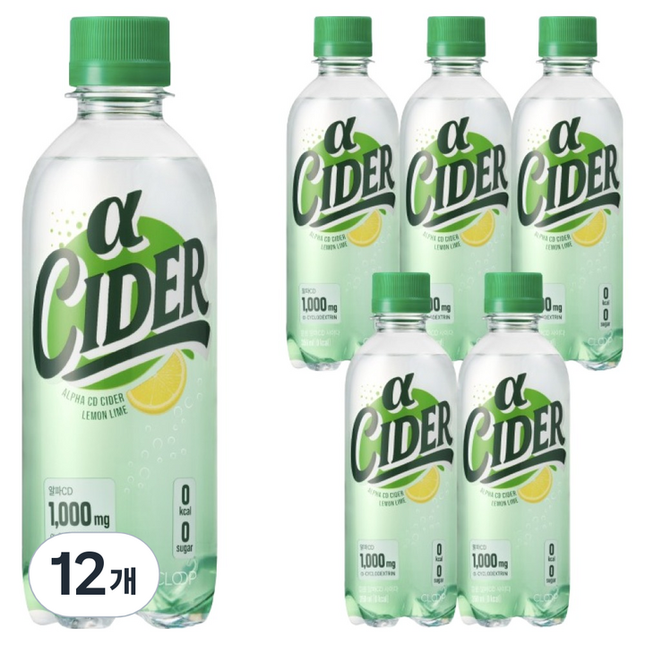 클룹 알파CD 스파클링 제로 레몬라임, 350ml, 12개