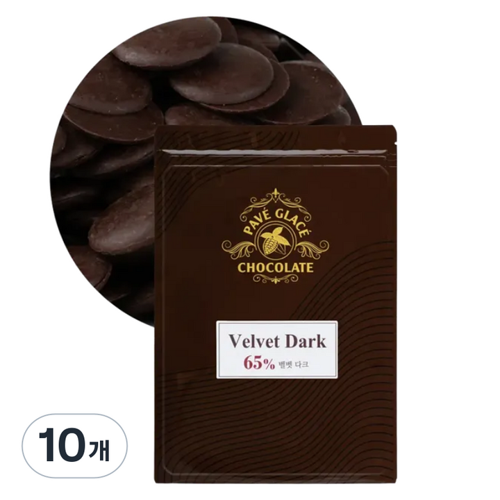파베글라스 벨벳 다크 65% 커버춰 리얼 초콜릿, 400g, 10개