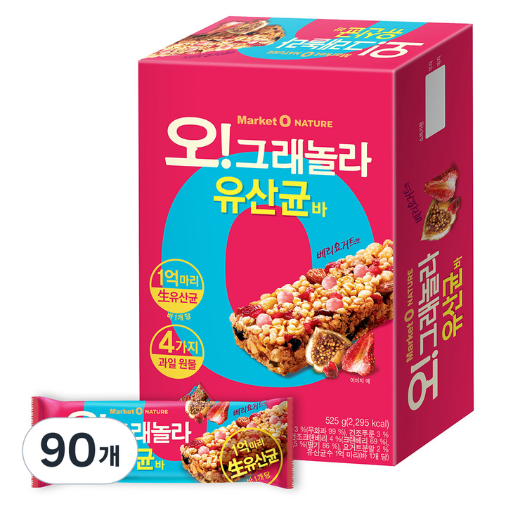 마켓오네이처 오 그래놀라 유산균바, 35g, 90개