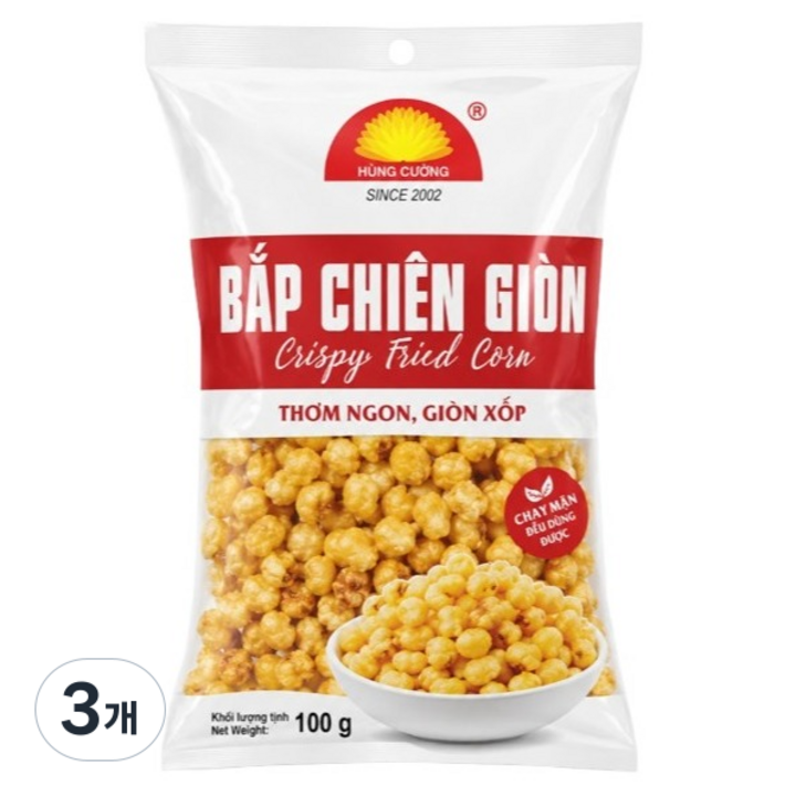 홍쿠옹 밥찌엔 바삭 튀긴 옥수수 스낵 과자, 3개, 100g