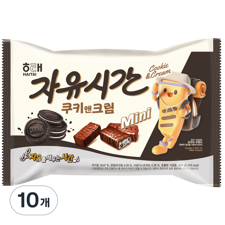 자유시간 쿠키앤크림 미니, 408g, 10개