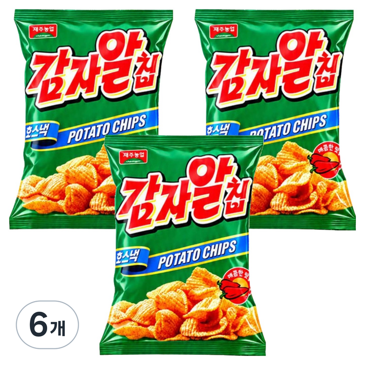 감자알칩 스낵 매콤한맛, 27g, 6개