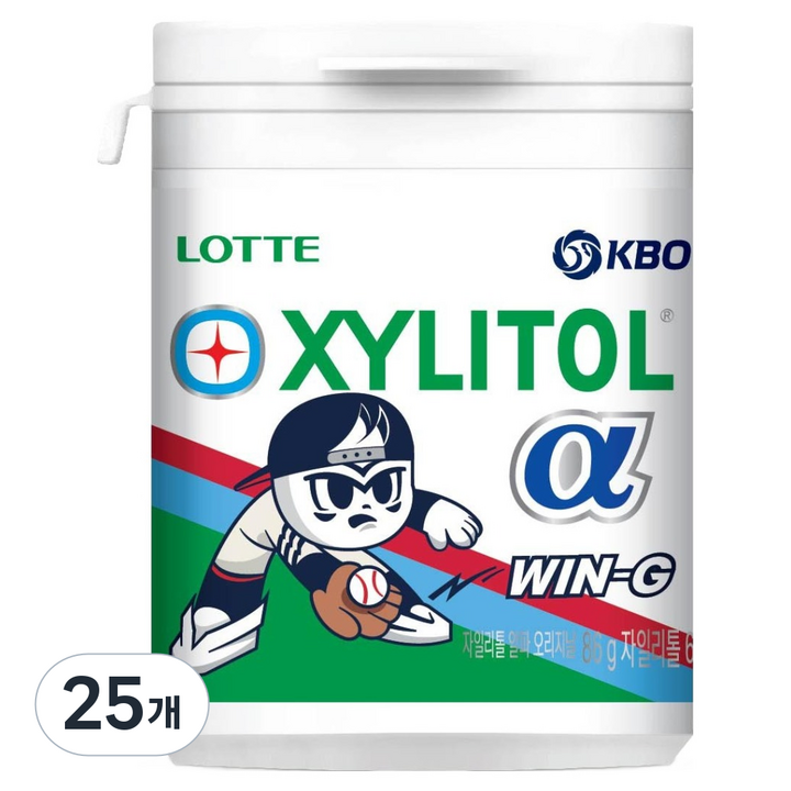 롯데자일리톨 KBO 알파 오리지날 껌 롯데 자이언츠, 86g, 25개