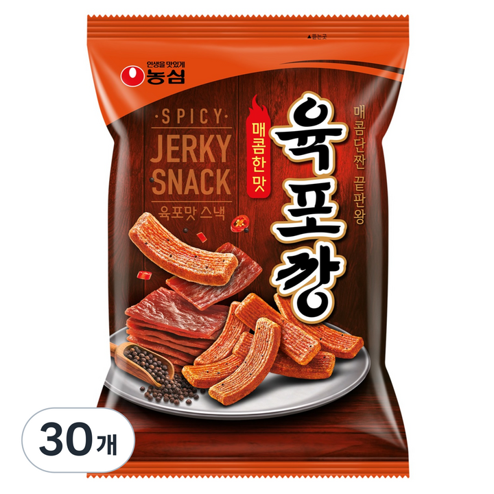 농심 육포깡 매콤한맛, 90g, 30개
