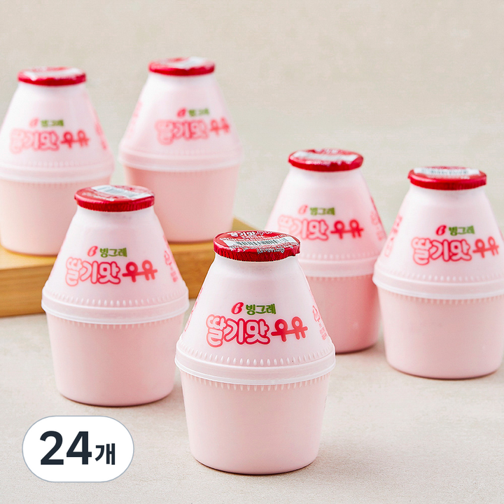 빙그레 딸기맛 우유, 240ml, 24개