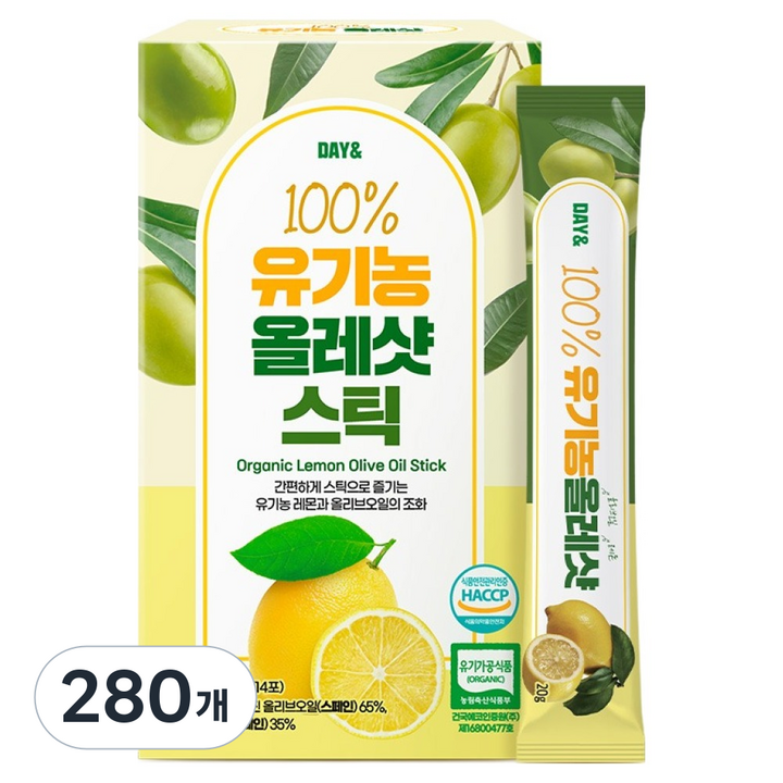데이앤 유기농 올리브오일 레몬즙 올레샷, 20ml, 280개