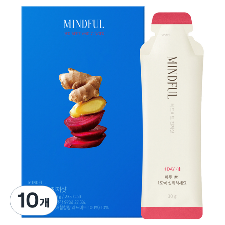 푸드올로지 마인드풀 레드비트 진저샷, 300g, 10개