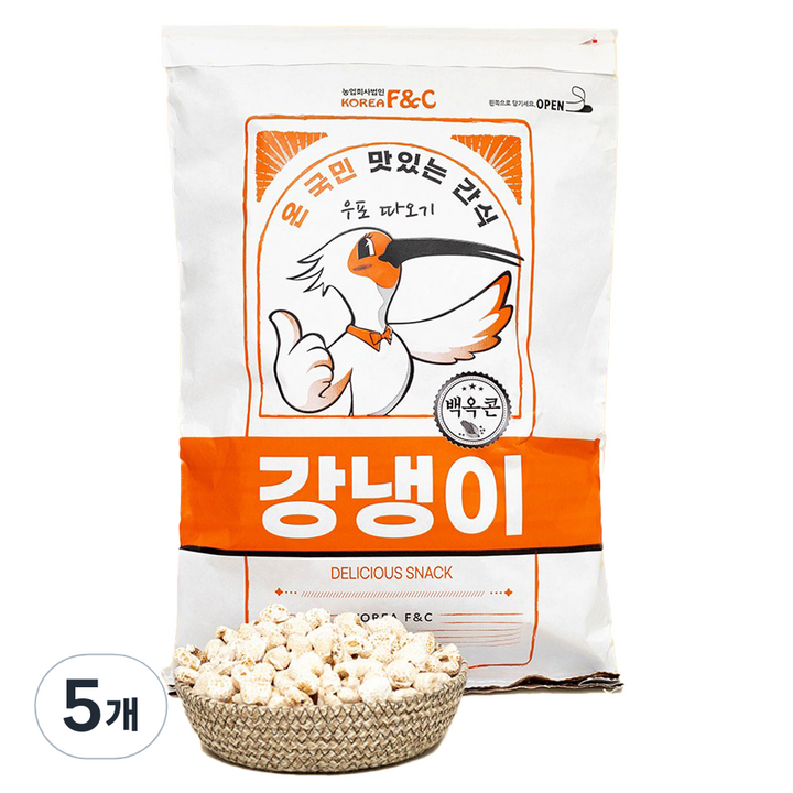 우포따오기 백옥콘 포대 강냉이, 1kg, 5개